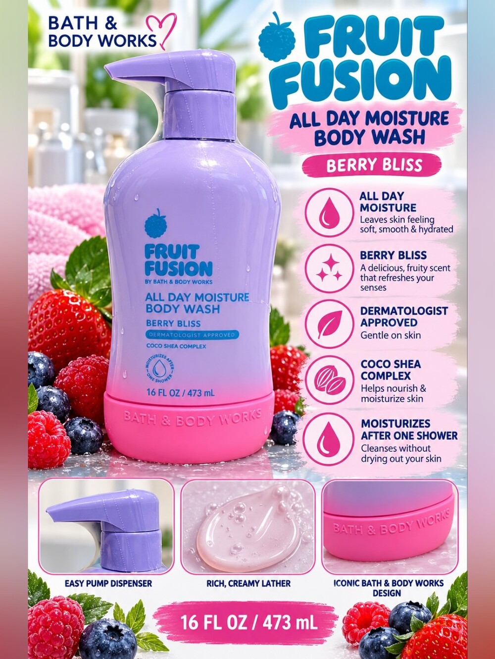 Bath & Body Works 16oz Fruit Fusion Body Wash